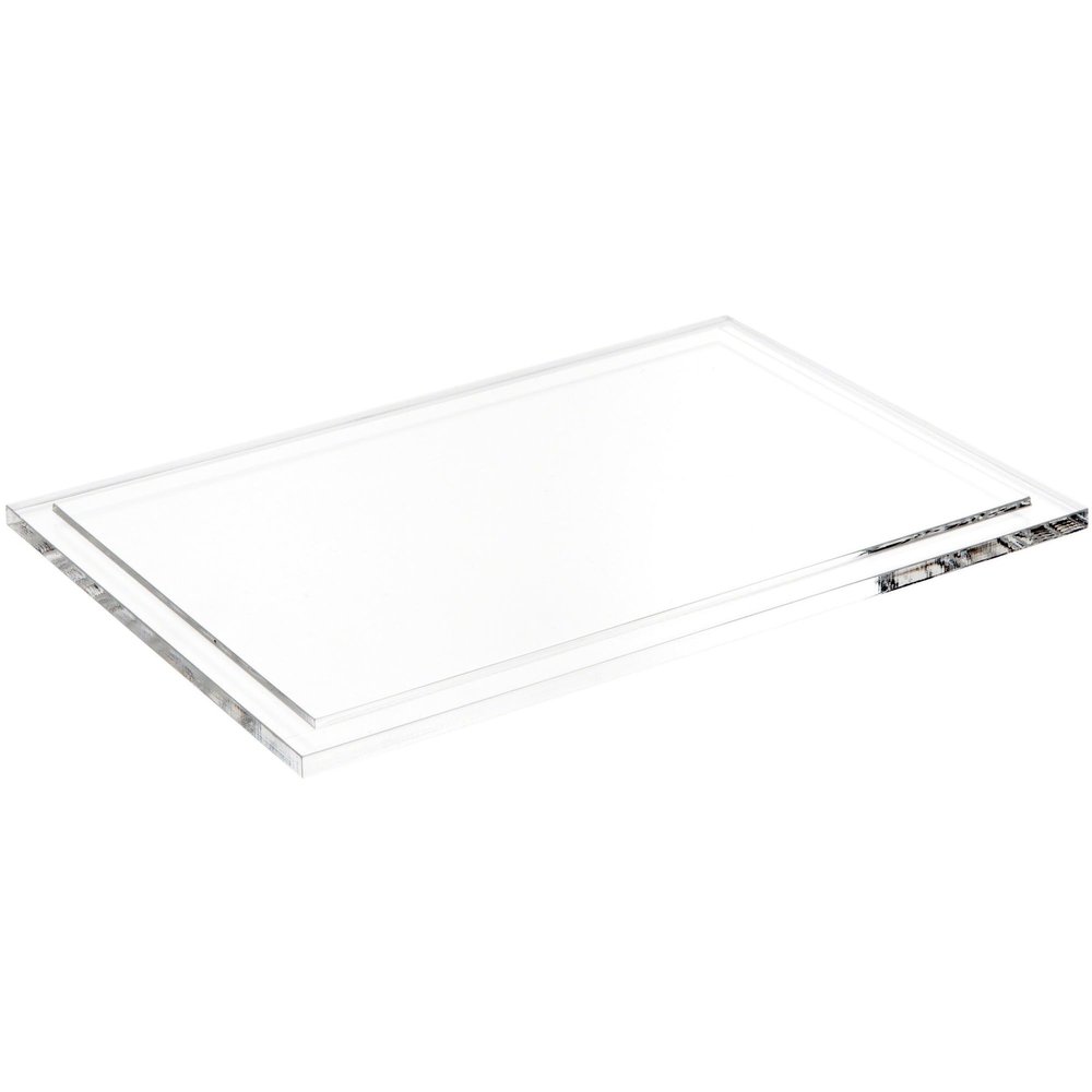 Plymor Clear Acrylic Rectangular Display Base, 9.625" W x 6.625" D x 0.3125" H, Pack of 2