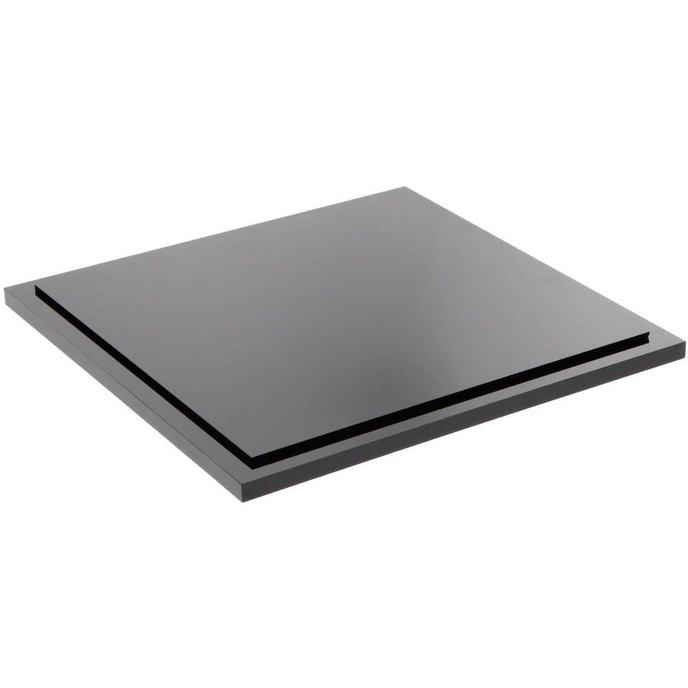 Plymor Black Acrylic Square Display Base, 8.625" W x 8.625" D x 0.4375" H, Pack of 6