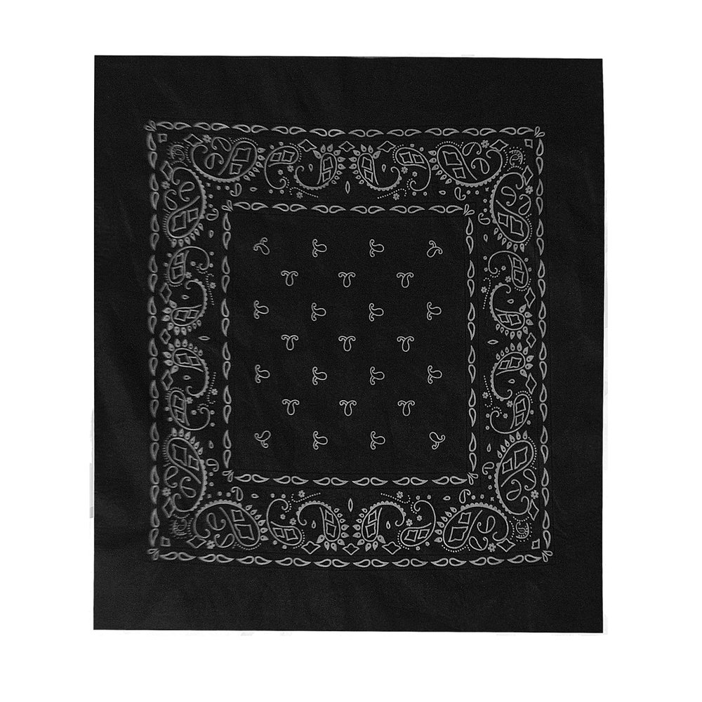 $averPak Single - BodyForge 100% Cotton Paisley Bandanna Headband Face Mask Neck Gaiter Scarf for Men & Women (Black)