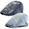 2 Pack Mens Denim Cotton Newsboy Cap Ivy Gatsby Driving Hunting Cabbie Hats (D) view 1