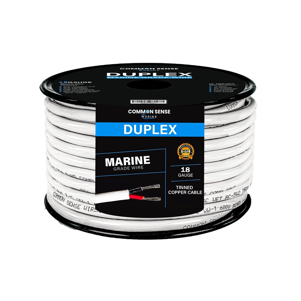18 Gauge 2 Conductor Marine Wire - 100 ft Duplex Round Marine Grade Wire Tinned Copper Oxygen-Free Insulated - 18/2 AWG UL 1426 Standard PVC Wire for Boat, Automotive, Speakers, Camper & Trailers