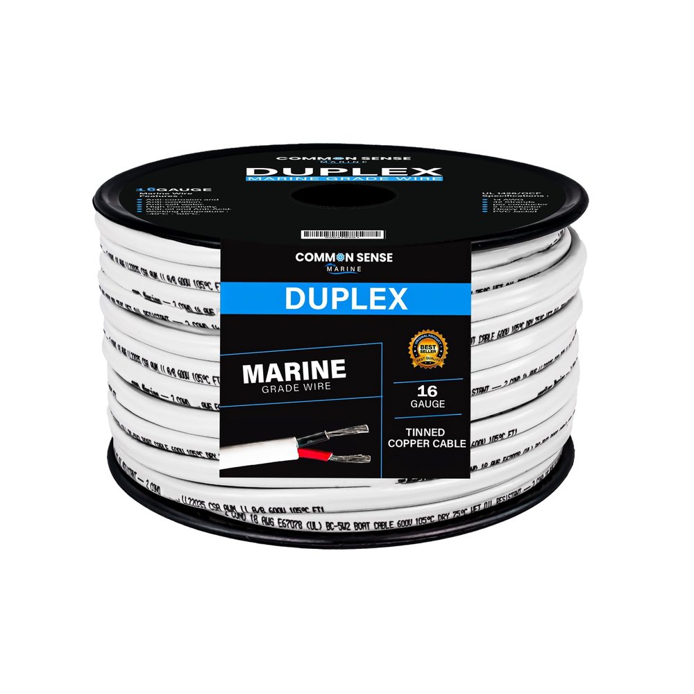 16 Gauge 2 Conductor Marine Wire - 100 ft Duplex Round Marine Grade Wire Tinned Copper Oxygen-Free Insulated - 16/2 AWG UL 1426 Standard PVC Wire for Boat, Automotive, Speakers, Camper & Trailers