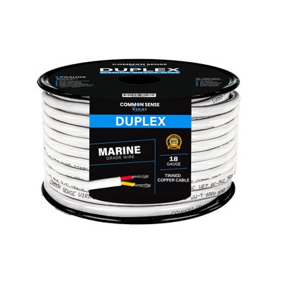 18 Gauge 2 Conductor Marine Wire - 100 ft Duplex Round Marine Grade Wire Tinned Copper Oxygen-Free Insulated - 18/2 AWG UL 1426 Standard PVC Wire for Boat, Automotive, Speakers, Camper & Trailers