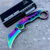 Falcon 7.25 Inch Folding Pocket Knife 2.5 Inch Clip Point Blade, Colorful Handle with Belt Clip, 440 Stainless Steel EDC Knife for Outdoor & Utility Use (Rainbow) view 1