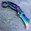 Falcon 7.25 Inch Folding Pocket Knife 2.5 Inch Clip Point Blade, Colorful Handle with Belt Clip, 440 Stainless Steel EDC Knife for Outdoor & Utility Use (Rainbow) view 2