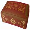 Boon Decor Rectangular Zafu Seat Meditation Cushion Buckwheat and Kapok Fill - Silkscreen Sacred Symbols (Saffron Vine Dharma Wheel) view 1