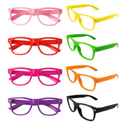 Pibupibu 8 Pack Neon Kids NO Lens Pretend Frame Glasses, Colorful Costume Glasses for Boys Girls Birthday Party Favors