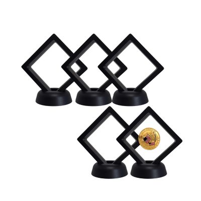 Coin display case,3D floating display box that can display jewelry, accessories, rings and bracelets. (black, 5pcs)