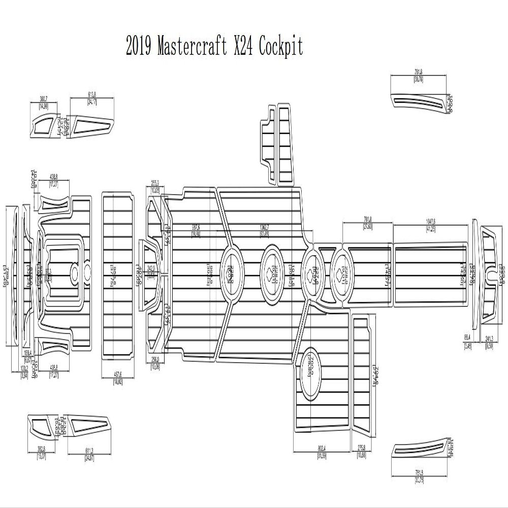 JZ 2019 Mastercraft X24 Cockpit Boat EVA Teak Decking 1/4" 6mm (Dark Grey+Black)