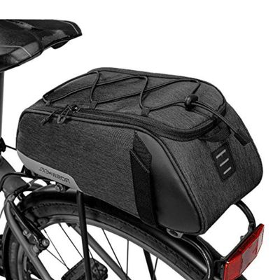 WSJYP Bike Rear Rack Bag,Waterproof Cycling Rear Seat Cargo Bag,Bike Trunk Pack Shoulder Carry Bag,with Taillight and Shoulder Strap 7/8/10L