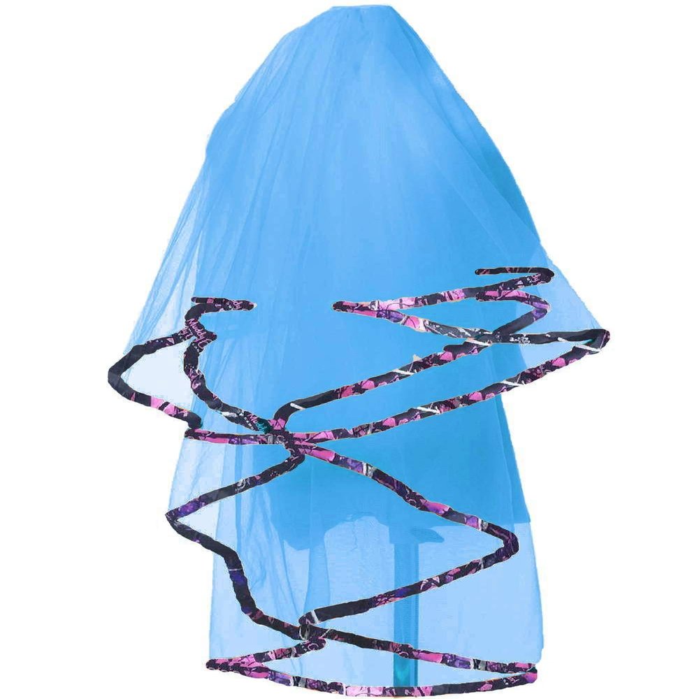 YINGJIABride Muddy Camo and Tulle Bridal Veils Wedding Cosplay Veil with Comb(Blue)