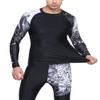 ADOREISM Quick-Dry Men's Long Sleeve Rash Guard UPF 50+ Compression Swim Shirt (Shark, 2XL) view 2