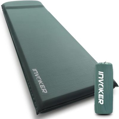 3.15" Self Inflating Camping Sleeping Pad, Ultra-Thick Elasticity Foam Fast Inflating 4-Season Insulated Durable Camping Mat Air Mattress with Pillow, for Tent, Car, Camping, Traveling, Green