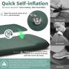 3.15" Self Inflating Camping Sleeping Pad, Ultra-Thick Elasticity Foam Fast Inflating 4-Season Insulated Durable Camping Mat Air Mattress with Pillow, for Tent, Car, Camping, Traveling, Green view 2