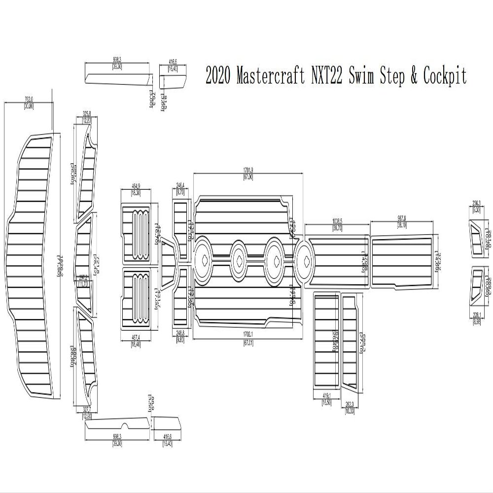 JZ 2020 Mastercraft NXT22 Swim Step & Cockpit Boat EVA Teak Decking 1/4" 6mm (Grey+Light Blue)