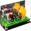 Better Display Cases Acrylic Double Mini - Miniature (not Full Size) Football Helmet or Mini Goalie Mask Display Case with Mirror Case, Pink Risers, Wall Mount and Turf Base (A019/V46) view 1