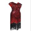 YENMILL 1920s Flapper Gatsby Sequin Scalloped Cocktail Dress w/ 20s Accessories set (3X-Large, Style Sequin Black Red) view 3