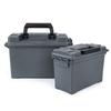 GUGULUZA Plastic Ammo Cans, 2-Pack Lockable Waterproof Storage Containers, Field Boxes with Handle for Hunting Gear, Shooting Supplies, Stackable Dust Resistant Ammo Case Grey view 2