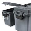 GUGULUZA Plastic Ammo Cans, 2-Pack Lockable Waterproof Storage Containers, Field Boxes with Handle for Hunting Gear, Shooting Supplies, Stackable Dust Resistant Ammo Case Grey view 3