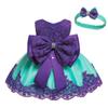 WOCINL Baby Girls Lace Bowknot Flower Dresses Princess Wedding Birthday Pageant Baptism Christening Tutu Gown w/Headwear Purple 12-18M view 1