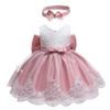 WOCINL Baby Girls Lace Bowknot Flower Dresses Princess Wedding Birthday Pageant Baptism Christening Tutu Gown w/Headwear Dusty Rose 3-6M view 2