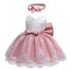 WOCINL Baby Girls Lace Bowknot Flower Dresses Princess Wedding Birthday Pageant Baptism Christening Tutu Gown w/Headwear Dusty Rose 3-6M view 3