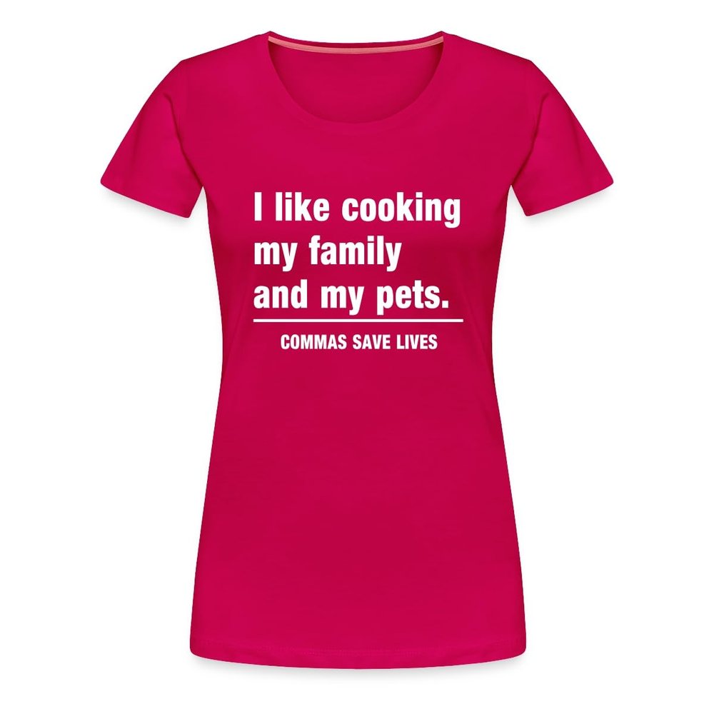Spreadshirt Commas Save Lives Funny Grammar Womens Premium T-Shirt, 3XL, Dark Pink