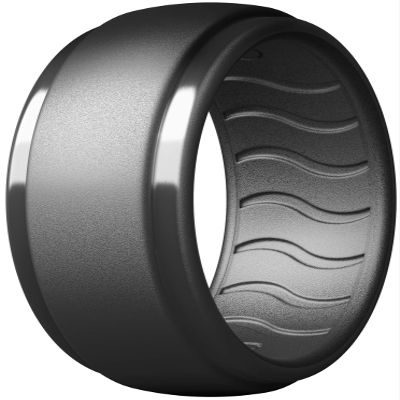 Dookeh Silicone Wedding Ring for Men - Mens Silicone Wedding Band - Breathable Skin Safe Improved Design for Crossfit Workout Swimming Firefighters Military (G-Titanium, 8)