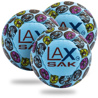 Lax Sak Soft Practice Lacrosse Balls - Same Weight & Size as a Regulation Lacrosse Balls, Great for Indoor & Outdoor Practices, Less Bounce & Minimal Rebounds - Donuts, 3 Pack