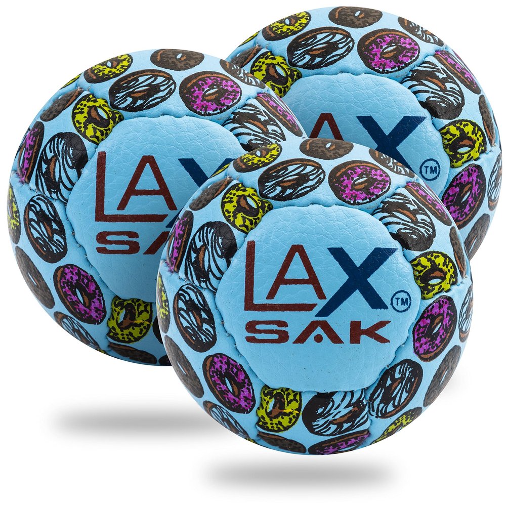 Lax Sak Soft Practice Lacrosse Balls - Same Weight & Size as a Regulation Lacrosse Balls, Great for Indoor & Outdoor Practices, Less Bounce & Minimal Rebounds - Donuts, 3 Pack