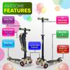 Hurtle Kids Scooter - Child Toddler Kick Scooter Toy with Foldable Seat - 3 Wheel Scooter with Adjustable Height, Anti-Slip Deck, Flashing Wheel Lights, for Boys/Girls 1-12 Year Old, Camouflage view 2
