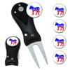 Clip Wipes Democrat Divot Tool | Switchblade Style & 5 Democratic Ball Markers (Black-Seal) view 1
