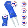 Clip Wipes Democrat Divot Tool | Switchblade Style & 5 Democratic Ball Markers (Blue-People) view 1