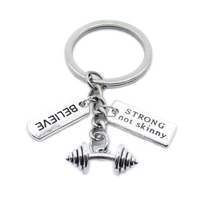 10 Pieces Keychain Keyring Jewellery Clasps Charms Suppliers IN3D1I Barbell Dumbbell Signs Strong Sign Tag Believe