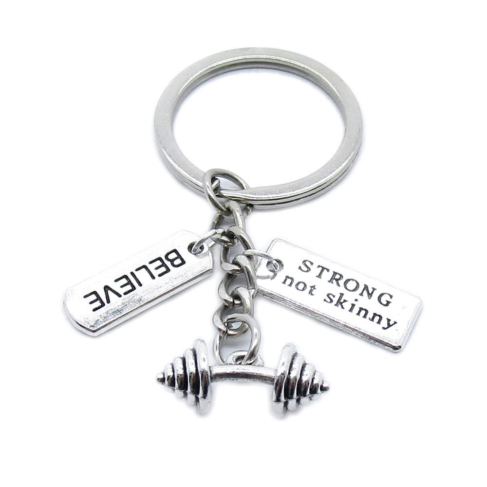 10 Pieces Keychain Keyring Jewellery Clasps Charms Suppliers IN3D1I Barbell Dumbbell Signs Strong Sign Tag Believe
