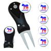 Clip Wipes Democrat Divot Tool | Switchblade Style & 5 Democratic Ball Markers (Black-Democrat) view 1