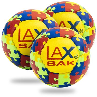 Lax Sak Soft Practice Lacrosse Balls - Same Weight & Size as a Regulation Lacrosse Balls, Great for Indoor & Outdoor Practices, Less Bounce & Minimal Rebounds - Puzzle, 3 Pack