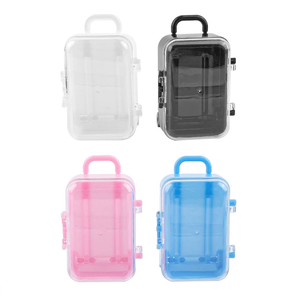 AUEAR, 4 Pack Mini Suitcase Box Plastic Candy Small Reception Gift Travel Case for Wedding Party Decoration (Pink, Blue, White, Black)