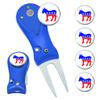 Clip Wipes Democrat Divot Tool | Switchblade Style & 5 Democratic Ball Markers (Blue-Seal) view 1