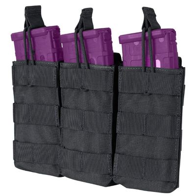 Black - MOLLE PALS Modular Tactical Open Top Triple Magazine Mag Pouch