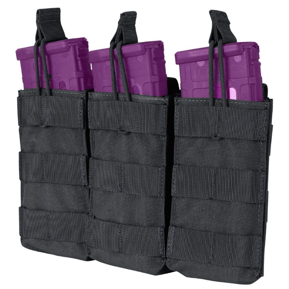 Black - MOLLE PALS Modular Tactical Open Top Triple Magazine Mag Pouch