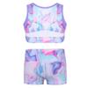 easyforever Kids Girls 2pcs Tankini Sports Ballet Dance Outfit Colorful Tie-dye Gymnastics Leotard Swimwear Colorful 14 Years view 2
