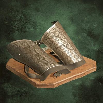 ARTIZANSTORE Metal Armor for LARP-Elegant bracers of Steel for Men, Dwarven Pattern, Etched, Handmade