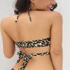 SHEKINI Womens Push Up Bikini Top Halter Bandage Bathing Suits Tops Criss Cross Swimsuits Top Only (Top Only - Leopard Print, Large) view 2