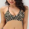 SHEKINI Womens Push Up Bikini Top Halter Bandage Bathing Suits Tops Criss Cross Swimsuits Top Only (Top Only - Leopard Print, Large) view 3