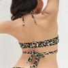 SHEKINI Womens Push Up Bikini Top Halter Bandage Bathing Suits Tops Criss Cross Swimsuits Top Only (Top Only - Leopard Print, Large) view 4