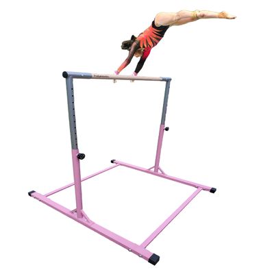 ProGymnastics Horizontal Bar Gymnastics 3' to 5' Kip Junior Sturdy Adjustable Bars Teenagers Pink
