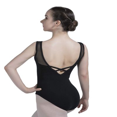 Dance Favourite Black Leotards with Cross Straps for Girls and Women DFD0150 (L)