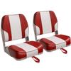 Leader Accessories A Pair of New Low Back Folding Boat Seat(2 seats) (C-White/Red) view 1