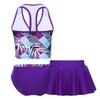 Aislor Kids Girls Tankini Costumes Outfits Summer Swimming Swimsuit Swimwear Bathing Suit Purple Skirts 12 Years view 2